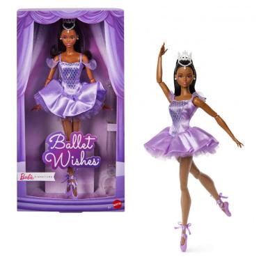 Imagem de Barbie Signature Ballet Wishes Mattel roxo corpo articulado colecionável cabelo preso em rabo de cavalo modelo JJX76 2025