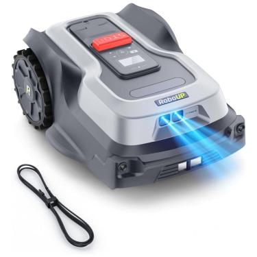 Imagem de Cortador de Grama Robô Sem Fio RoboUP T1200Pro Cinza RTK+Visão IA Evitação Obstáculos Multi-Zona T1200Pro 2025 Versão com Cabo Extensão RTK