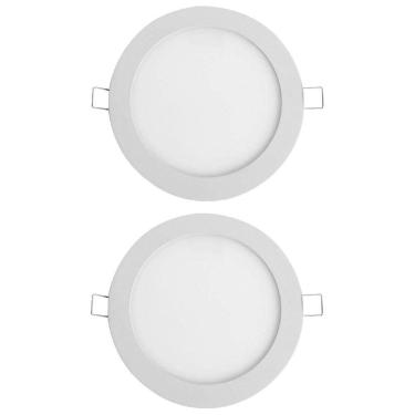 Imagem de Kit 2 Painel Led Foxlux Redondo Embutir 12w 6500k Biv Branco