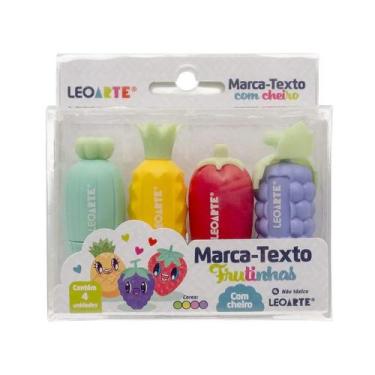 Imagem de Caneta Marca-Texto Mini Frutinhas com Aroma - Caixa com 4 Unidades Leo