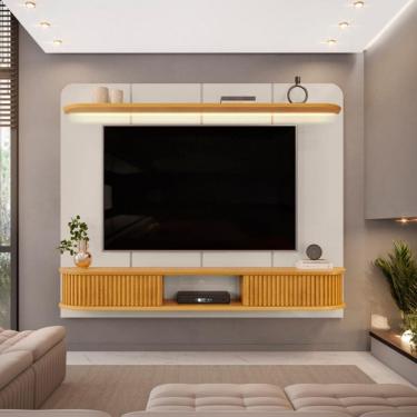 Imagem de Painel Ripado para TV ate 75 Polegadas com LED 2 Portas de Correr 100 MDF Capri DJ Moveis