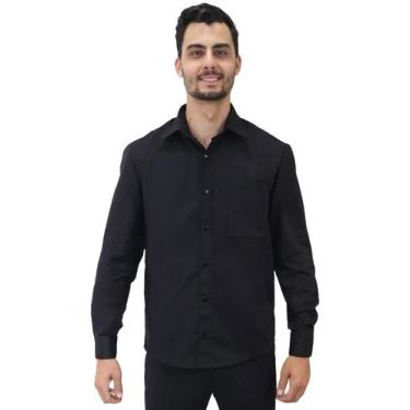 Imagem de Camisa social masculina manga longa - Demorgan Uniformes, Preto, PP