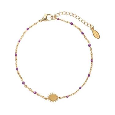 Imagem de Pulseira Feminina De Aço Inoxidável Com Esmalte Sol Para Festas Na Pra