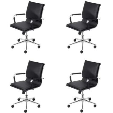 Imagem de Kit 4 Cadeiras Escritorio Diretor Design Italiano com Relax material s