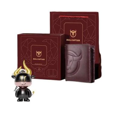 Imagem de Carteira Masculina RFID BULLCAPTAIN Em Couro Genuíno Com Grande Logoti