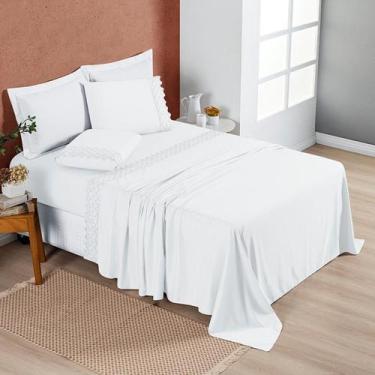 Imagem de Jogo De Lençol Queen Size Bordado 200 Fios Nobless 4 Peças - Bia Enxov