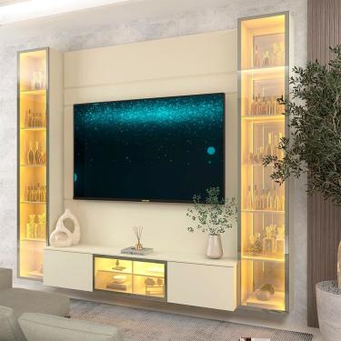 Imagem de Estante para Tv 75 Polegadas 100% Mdf com Led 230cm e Porta Reflecta Luminare Off White