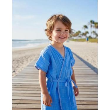 Imagem de Roupão de Banho Infantil 100 Algodão para Praia Piscina e Natação Até 