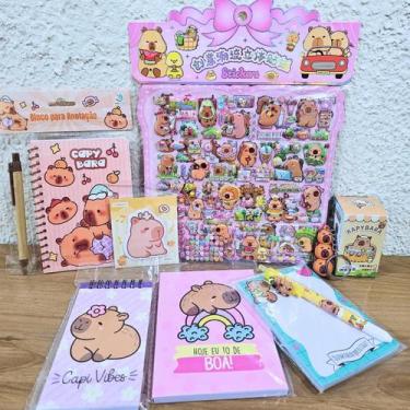 Imagem de Kit Capivara Completo Caderno Caneta Adesivo Lápis Borracha - Bethavil
