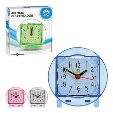 Imagem de 10 Relógio Despertador de Mesa Acrílico Transparente 8cm Redondo - Lem