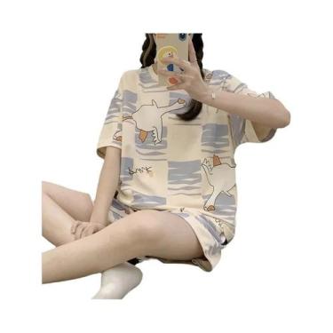 Imagem de Pijamas De Verão Em Tamanho Grande Para Mulheres, Conjunto De Roupa De