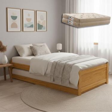 Imagem de Bicama Solteiro Madeira Compacta Otimiza Seu Espaço Com Cama Auxiliar 