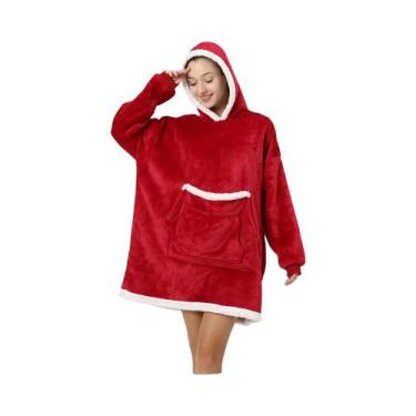 Imagem de Manta Com Capuz Oversized, Moletom Vestível, Cobertor Macio De Pelúcia