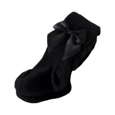 Imagem de Meia-Calça Infantil de Algodão com Laço - Cintura Alta para Bebês e Me