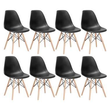 Imagem de Laraz, KIT - 8 x cadeiras Charles Eames Eiffel DSW - Base de madeira c