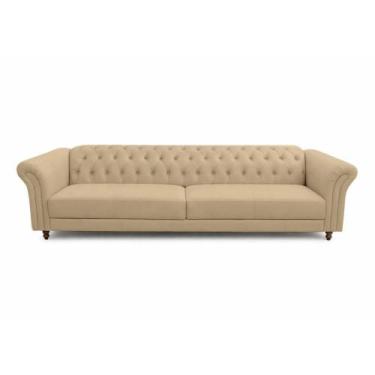 Imagem de Sofá Decorativo Sala de Estar Chesterfield 2 Lugares 180cm Couro Bege 