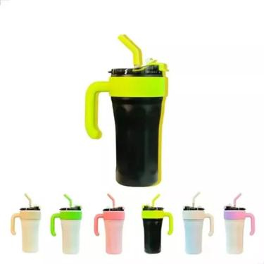 Imagem de Copo Térmico com Canudo Quencher para Bebidas Geladas em Inox com Alta Capacidade 800ML Inox Higipack