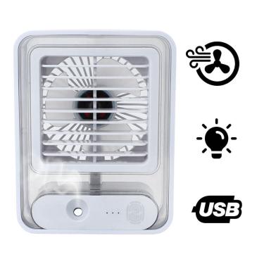 Imagem de Ventilador Portátil Umidificador Luminária Usb de Mesa Branco 3 Velocidades Branco Vent...