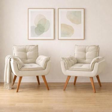 Imagem de Kit 2 Poltronas em Veludo Base Palito Quadrada Opalla Prime - House De