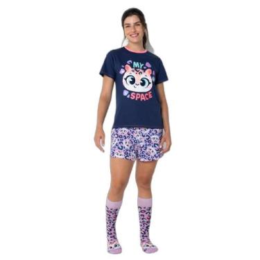 Imagem de Pijama Manga Curta Algodão Feminino Onça - Puket, PP