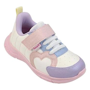 Imagem de TÊNIS INFANTIL PAMPILI MINI SOFT CORAÇÃO BRANCO COLORIDO-Feminino