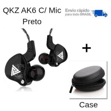 Imagem de Fone de Ouvido com Fio Original com Microfone (Qkz Ak6), Preto + Case