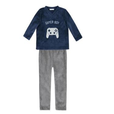Imagem de Pijama Gamer Boy Bebê Infantil Fleece Hering Kids Inverno, 12-18 MESES
