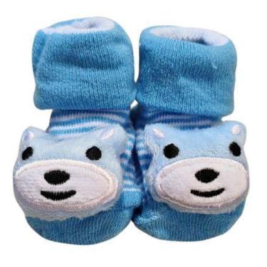 Imagem de Meia Antiderrapante 3d Plin Baby Bichinho, Urso azul