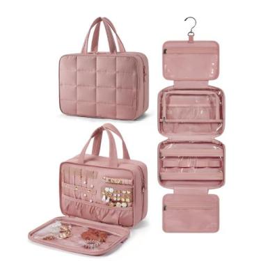 Imagem de Bolsa de higiene BAGSMART Travel com organizador de joias rosa escuro