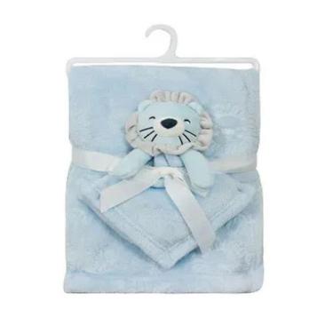 Imagem de Manta de Bebe Com Naninha Microfibra Antialérgico Camesa, Leão Azul