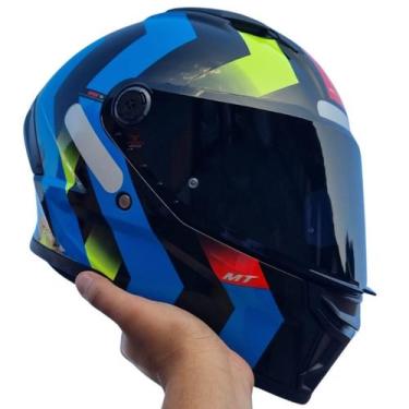 Imagem de Capacete Mt Stinger 2 Asphalt E7 Preto Azul Brilho+ Vis Fumê - Mt Helm
