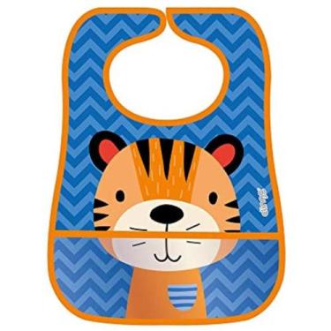 Imagem de Babador Impermeável com Bolso Coletor Tigre Azul Clingo