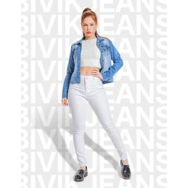 Imagem de Calça Branca Feminina em Sarja Básica Casual - Bivik Jeans, Branco, 48