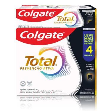 Imagem de Creme Dental Colgate Total Prevenção Ativa Carvão Ativado com Flúor 4 