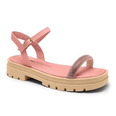 Imagem de Sandália Feminina Dakota Flatform Tratorada Pedraia Strass Y7151, Rosa