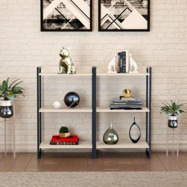 Imagem de Kit 2 Estantes para Livros Industrial 3 Prateleiras 104CMX60CM Active 