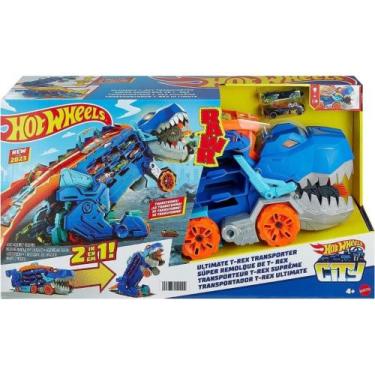 Imagem de Hot Wheels City Pista Super Reboque De T-Rex Luz e Som - Mattel HNG50
