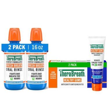 Imagem de TheraBreath Creme Dental 113 ml Kit com 2 + Enxaguante Bucal 473 ml Ki
