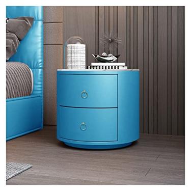 Imagem de Mesas de cabeceira redondas de couro para quarto simples de couro de ardósia mesa de cabeceira de vidro temperado com gavetas Mesas de cabeceira para quarto (cor: 08, tamanho: Bancada branca)