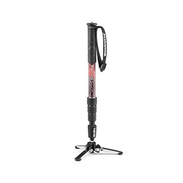 Imagem de Manfrotto Monopé fluido de alumínio de vídeo Element MII, fino e leve, carrega até 16 kg, base fluida dobrável, 4 seções, travas de torção, para câmeras mirrorless e DSLR, vermelho