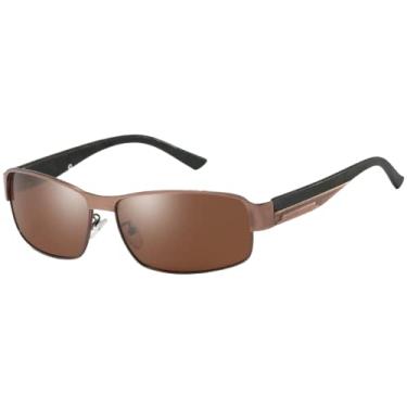Imagem de Óculos de Sol Masculino Polarizado Quadrado UV400 Lente Polarizada (Marrom)