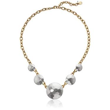 Imagem de Lucky Brand Colar de moeda de dois tons, 45,7 cm + extensor de 5 cm, One Size, Metal