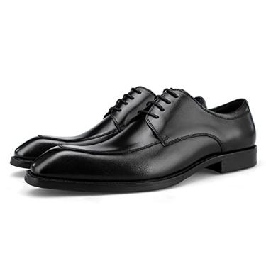 Imagem de Sapatos sociais masculinos de couro Oxford sapatos formais para homens moderno bico redondo casual formal de couro mocassins sapatos para festa de casamento trabalho