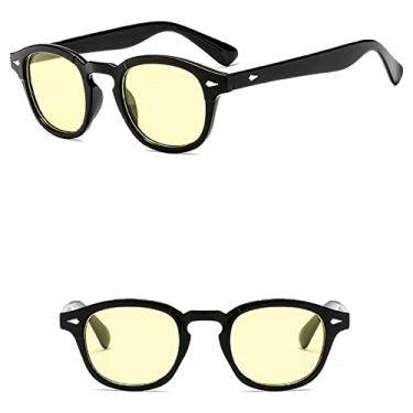 Imagem de Óculos de sol redondos estilo fashion design de lente clara escurecida para festa óculos de sol óculos de sol, preto amarelo, um
