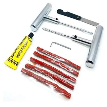 Imagem de Kit REMENDO PNEU S/CÂMARA + MANOPLA 10 PEÇAS CARRO MOTO +NF