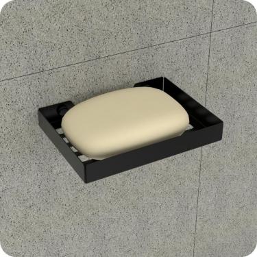 Imagem de Porta Sabonete Saboneteira Inox Parede Banheiro Preto MAX