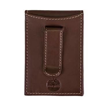 Imagem de Timberland Carteira masculina fina de couro com bolso frontal para cartão de crédito, Marrom claro (clipe de dinheiro), One Size, Carteira fina de couro com bolso frontal para cartão de crédito