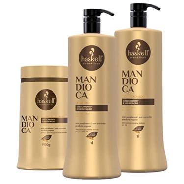 Imagem de Kit Haskell Mandioca Máscara Hidratante 1000g Shampoo Condicionador 1000ml