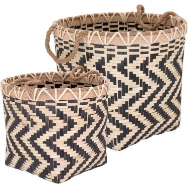 Imagem de Cesta Bambu Preto 2Pç