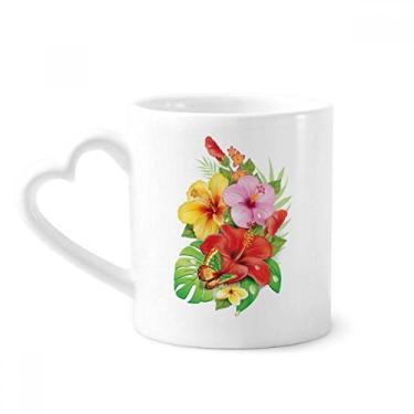 Imagem de Buquê de flores borboleta caneca Best Wish café cerâmica copo de coração de vidro